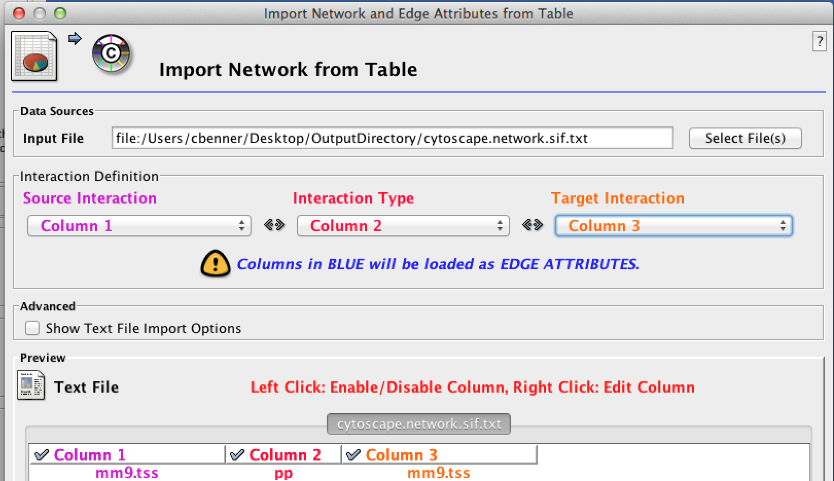 Cytoscape Dialog Network